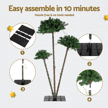 Jingle Jollys Christmas Tree 3-in-1 LED Xmas Palm Tree Party Decor 1.2/1.5/1.8M