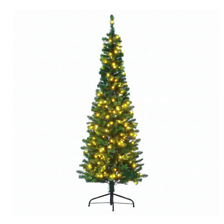 Jingle Jollys 2.4m Pre-Lit Christmas Tree Slim Pencil Xmas Tree Corner Tree
