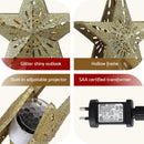 Jingle Jollys Christmas Tree Topper Star Snowflake Projector Party Glitter Gold