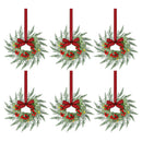 Jingle Jollys 6x Christmas Wreath Garland 26cm Pre-lit Wreaths Red Berries Bow