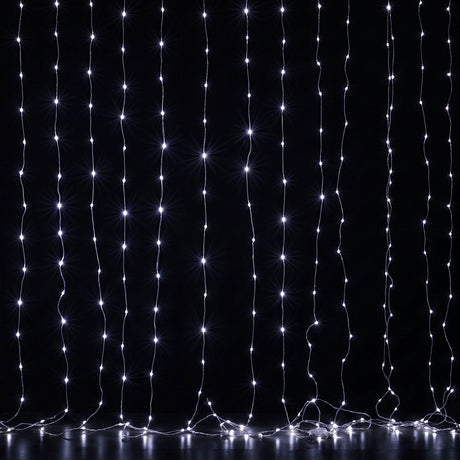 Jingle Jollys 3X3M Christmas Lights Curtain String Light 300 LED Cool White