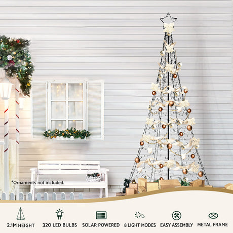 Jingle Jollys Solar Christmas Tree 2.1m 320 LED Net Lights Xmas Trees Decoration