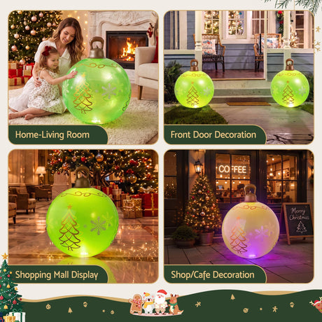 Jingle Jollys Christmas Inflatable Ball 60cm Led Illuminated Xmas Decoration