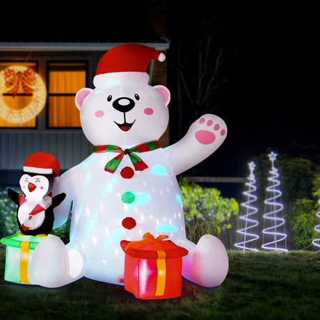 Jingle Jollys Christmas Inflatable Bear 1.8M Height LED Outdoor Decorations Illuminated
