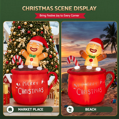 Jingle Jollys Christmas Inflatable Cup 1.8M Height LED Outdoor Decorations Illuminated