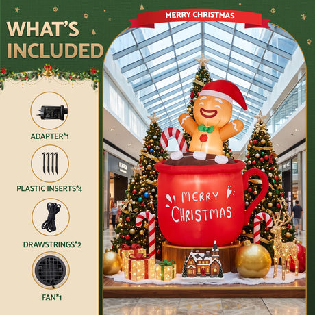 Jingle Jollys Christmas Inflatable Cup 1.8M Height LED Outdoor Decorations Illuminated