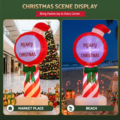 Jingle Jollys Christmas Inflatable Pole 1.8M Height LED Outdoor Decorations Illuminated