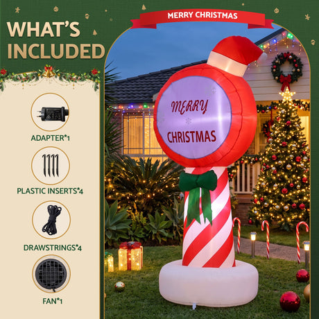 Jingle Jollys Christmas Inflatable Pole 1.8M Height LED Outdoor Decorations Illuminated