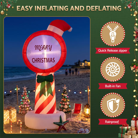 Jingle Jollys Christmas Inflatable Pole 1.8M Height LED Outdoor Decorations Illuminated