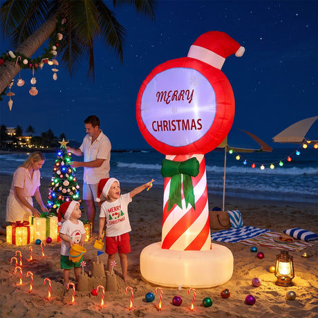 Jingle Jollys Christmas Inflatable Pole 1.8M Height LED Outdoor Decorations Illuminated
