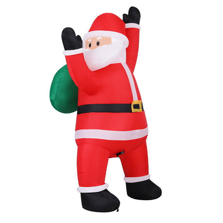Jingle Jollys Christmas Inflatable Santa Climbing LED Illuminated Decorations 1.9M