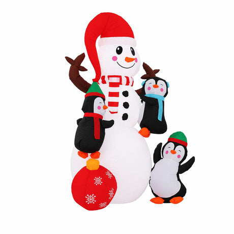 Jingle Jollys Christmas Inflatable Snowman 1.8M Height LED Outdoor Decorations Illuminated