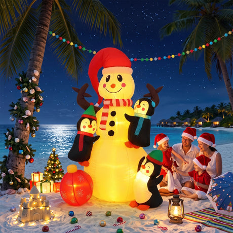 Jingle Jollys Christmas Inflatable Snowman 1.8M Height LED Outdoor Decorations Warm Light