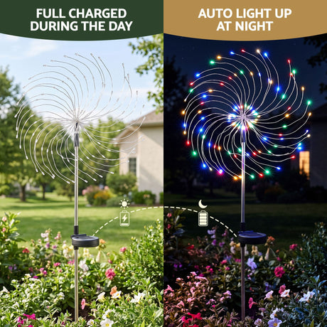 Jingle Jollys 4 Pack Christmas Path Lights Solar Firework Garden Decoration Multicolour