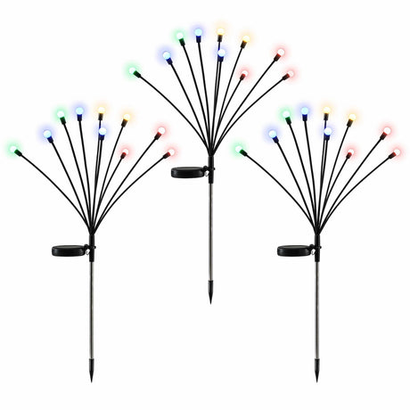 Jingle Jollys Christmas Lights Solar Firefly Lights Garden Decoration Path Lights Multicolour 3 Pack