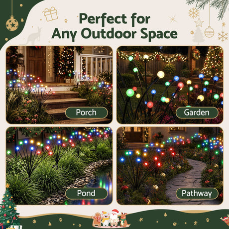 Jingle Jollys Christmas Lights Solar Firefly Lights Garden Decoration Path Lights Multicolour 3 Pack