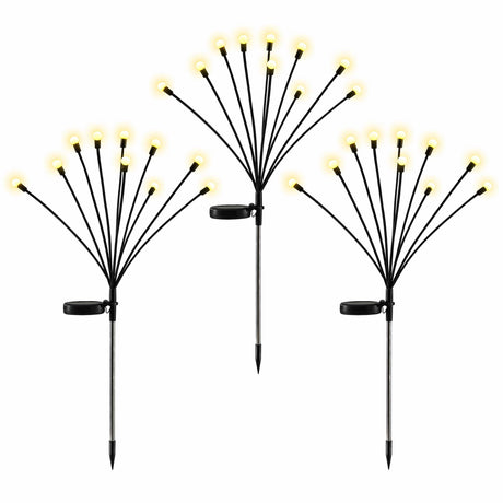 Jingle Jollys Christmas Lights Solar Firefly Lights Garden Decoration Path Lights Warm White 3 Pack