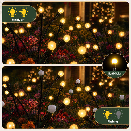 Jingle Jollys Christmas Lights Solar Firefly Lights Garden Decoration Path Lights Warm White 3 Pack