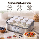 Devanti Yoghurt Maker Machine with 12x180ml Glass Cups Temp Control Grey