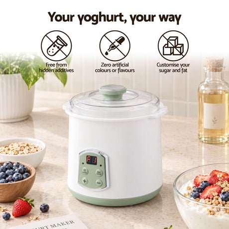 Devanti 2-in-1 Yoghurt Maker and Fermenter 2L with Greek Yoghurt Strainer Soft Cheese Machine