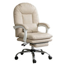 Levede Executive Office Chair Footrest PU Leather Tilt Gaming Work Seat Beige-2050056782683967488