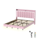 Levede King Floating Bed Frame LED Headboard USB Pink-2050056739193229312