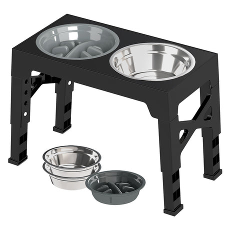 PaWz Elevated Dog Bowls 2 Stainless Steel Bowls and 1 Slow Feeder Bowl-2006732715726082048