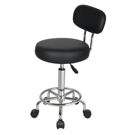 Levede Swivel Office Chair Round Rolling Stools PU Leather Height Adjustable-2050056760236052480