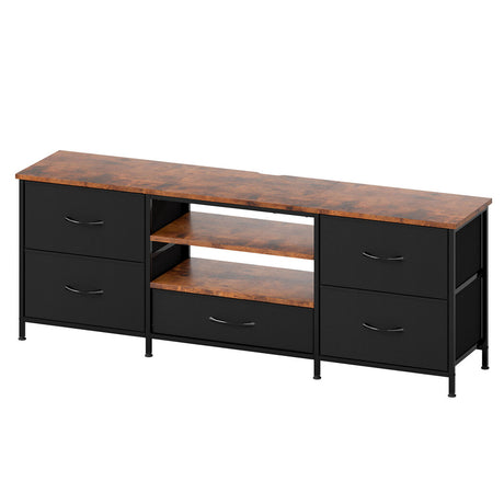 Levede TV Stand Cabinet Entertainment Unit Stand 140cm 5 Drawers Storage Shelves-2050056768209424384