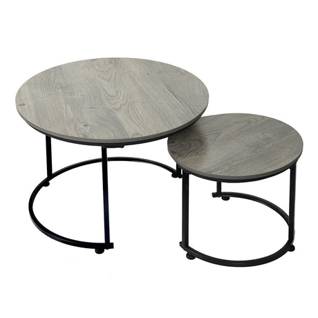Levede Round Nesting Table Coffee Table Wood Side Table-2006732776656736256