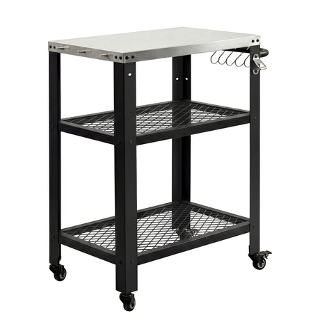 Levede Outdoor Kitchen Cart Mobile BBQ Grill Trolley Stainless Steel Prep Table-2050059021725077504