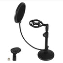 Levede Desktop Microphone Stand Adjustable Pop Filter Shock Mount Base Kit Black-2050056791613640705