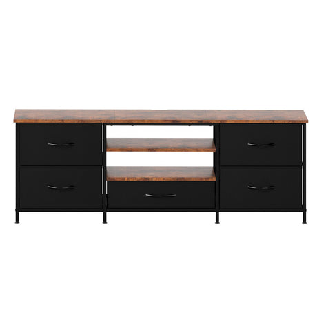 Levede TV Stand Cabinet Entertainment Unit Stand 140cm 5 Drawers Storage Shelves-2050056768209424385