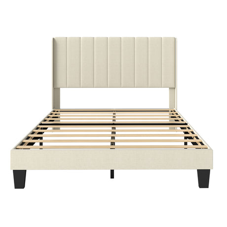 Levede Metal Wooden Bed Frame Queen Panel Plush Upholstered Mattress Platform-2050056770650509313