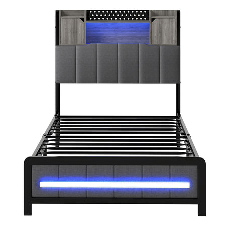 Levede Single Bed Frame with Storage Headboard RGB LED-2050056749460885505