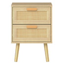 Levede 2x Bedside Tables Set Wooden Side Table Nigntstand Bedroom Rattan Drawers-2050056763503415297