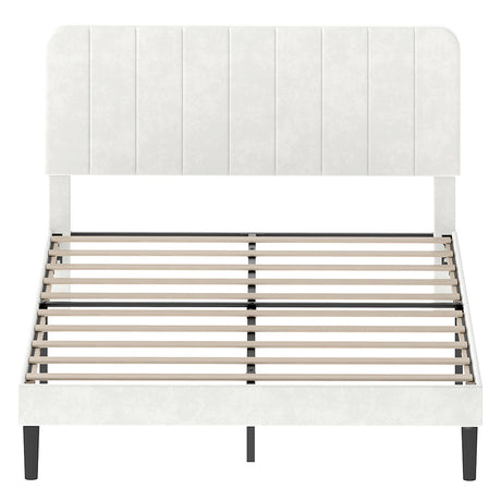 Levede Double Bed Frame Upholstered Adjustable Headboard Bed Platform White-2050056771384512513