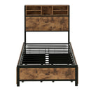 Levede Single Bed Frame Industrial Storage LED Charing-2050056748655579137