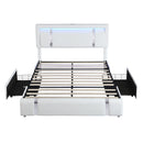 Levede King Bed Frame Leather Headboard RGB 2 Drawers-2050056740011118593