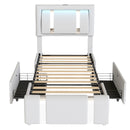Levede Single Bed Frame Leather Headboard RGB 2 Drawers-2050056740216639489