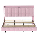 Levede King Floating Bed Frame LED Headboard USB Pink-2050056739193229313
