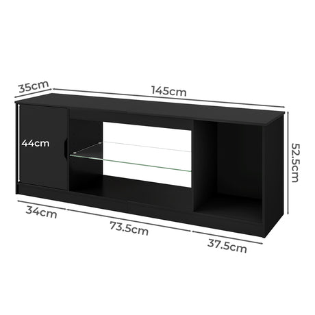 Levede TV Stand Storage with LED 140cm Black-2050056754112368642