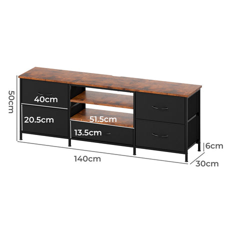 Levede TV Stand Cabinet Entertainment Unit Stand 140cm 5 Drawers Storage Shelves-2050056768209424386