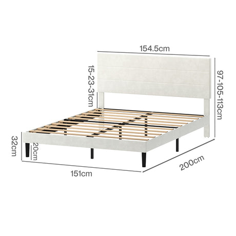 Levede Queen Bed Frame Upholstered Adjustable Headboard Platform Mattress Base-2050056771749416962