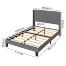 Levede Metal Wooden Bed Frame Double Panel Plush Upholstered Soft Headboard Grey-2050056770482737154