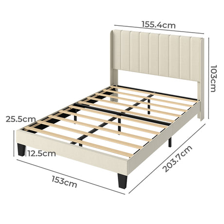 Levede Metal Wooden Bed Frame Queen Panel Plush Upholstered Mattress Platform-2050056770650509314
