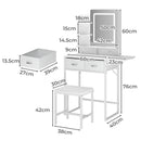 Levede Dressing Table LED Makeup Mirror Stool Set Vanity Desk Fold-up Panel-2050056768968593410