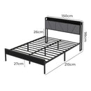 Levede Queen Bed Frame Steel Base with Headboard Grey-2006732773129326594