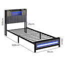 Levede Single Bed Frame with Storage Headboard RGB LED-2050056749460885506