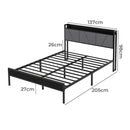 Levede Double Bed Frame Steel Base with Headboard Grey-2006732772936388610